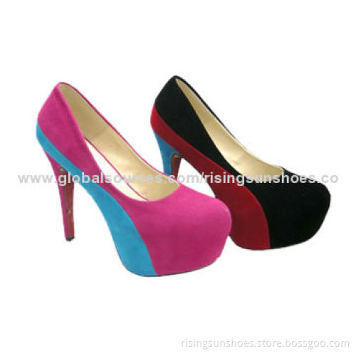 Women's high-heeled dress shoes, various colors velvet joint as upper, trendy/popular pumps design